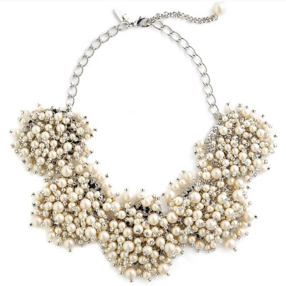 Kate Spade Elegant Pearl Crystal Bauble Bridal Statement Necklace